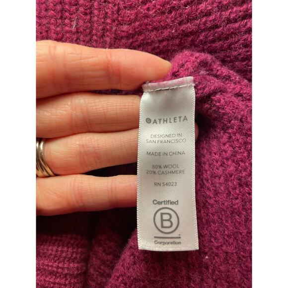 Athleta Women Medium Mulberry Turin Wool Cashmere Sweater Knit Purple Textured - Picture 11 of 12